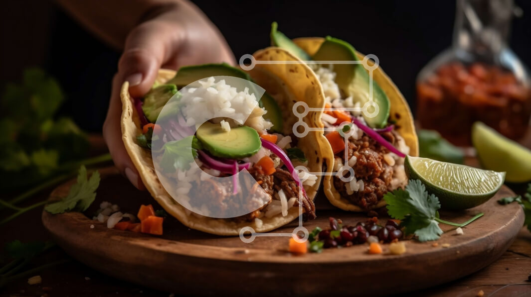 Intra Συλλεκτικό Ξύλινο Παζλ Plywood  4mm - Λαχταριστά τάκος με διάφορα γεμίσματα σε ξύλινη σανίδα Σε Ξύλινο Κουτί - Διαστάσεις: 10x10 cm – 25 κομμάτια