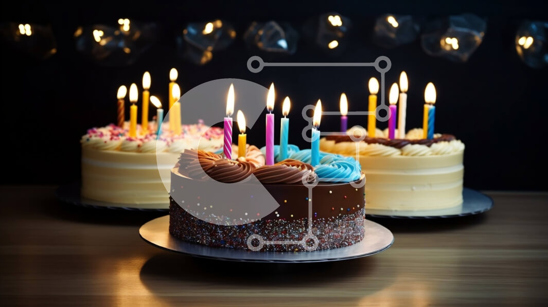 Intra Συλλεκτικό Ξύλινο Παζλ Plywood  4mm - Τρεις τούρτες γενεθλίων με αναμμένα κεριά - Φωτογραφία Αρχείου Σε Ξύλινο Κουτί - Διαστάσεις: 10x10 cm – 25 κομμάτια