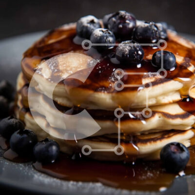 Intra Συλλεκτικό Ξύλινο Παζλ Plywood 4mm - Νόστιμη στοίβα από τηγανίτες με βατόμουρα και σιρόπι Σε Ξύλινο Κουτί - Διαστάσεις: 10x10 cm – 25 κομμάτια - Image 1