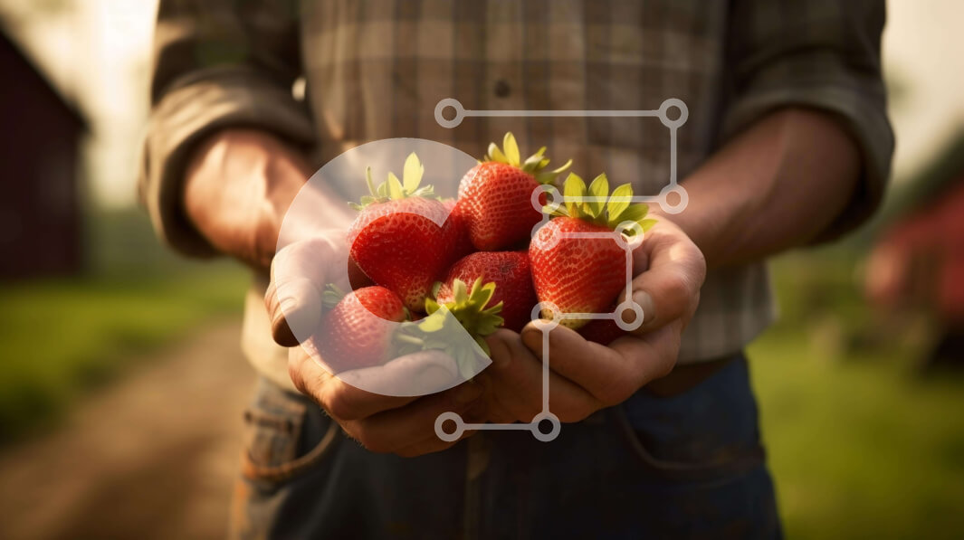 Intra Συλλεκτικό Ξύλινο Παζλ Plywood  4mm - Άτομο που κρατά φρέσκες φράουλες στα χέρια του Σε Ξύλινο Κουτί - Διαστάσεις: 10x10 cm – 25 κομμάτια