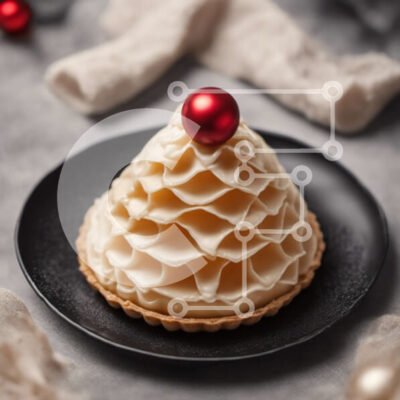 Intra Συλλεκτικό Ξύλινο Παζλ Plywood  4mm - Εορταστικό λευκό παγωμένο επιδόρπιο σε μαύρο πιάτο Σε Ξύλινο Κουτί - Διαστάσεις: 10x10 cm – 25 κομμάτια - Image 1