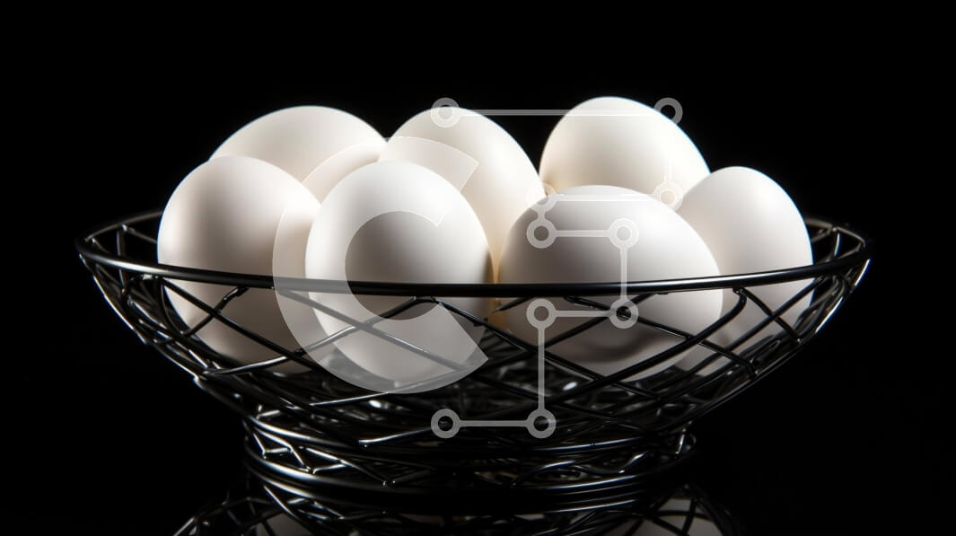 Intra Συλλεκτικό Ξύλινο Παζλ Plywood  4mm - Φρέσκα λευκά αυγά σε ένα συρμάτινο καλάθι Σε Ξύλινο Κουτί - Διαστάσεις: 10x10 cm – 25 κομμάτια