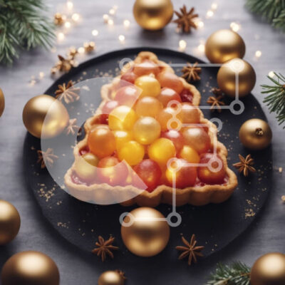 Intra Συλλεκτικό Ξύλινο Παζλ Plywood 4mm - Γιορτινή ανάποδη τούρτα με φρούτα και χρυσά στολίδια Σε Ξύλινο Κουτί - Διαστάσεις: 10x10 cm – 25 κομμάτια - Image 1