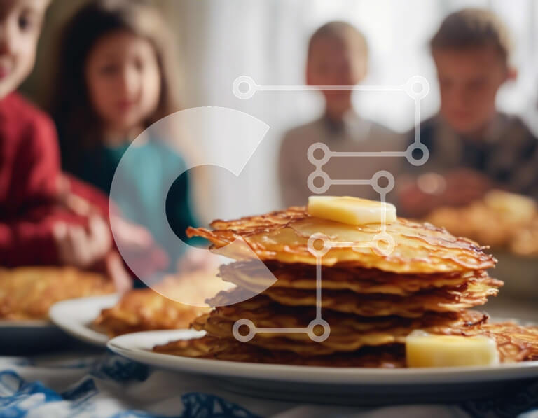 Intra Συλλεκτικό Ξύλινο Παζλ Plywood  4mm - Στοίβα από τηγανίτες με βούτυρο Σε Ξύλινο Κουτί - Διαστάσεις: 10x10 cm – 25 κομμάτια