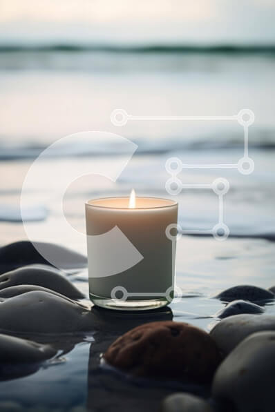 Intra Συλλεκτικό Ξύλινο Παζλ Plywood  4mm - Candle on Rocks by the Ocean Σε Ξύλινο Κουτί - Διαστάσεις: 10x10 cm – 25 κομμάτια