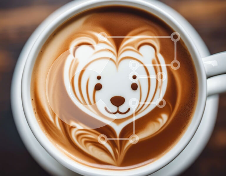 Intra Συλλεκτικό Ξύλινο Παζλ Plywood  4mm - Περίπλοκο Bear Latte Art σε ένα φλιτζάνι καφέ Σε Ξύλινο Κουτί - Διαστάσεις: 10x10 cm – 25 κομμάτια - Image 1