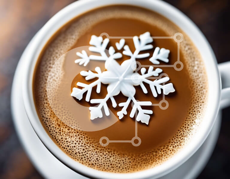 Intra Συλλεκτικό Ξύλινο Παζλ Plywood  4mm - Φλιτζάνι καφέ ή ζεστό κακάο με διακόσμηση από νιφάδες χιονιού Σε Ξύλινο Κουτί - Διαστάσεις: 10x10 cm – 25 κομμάτια