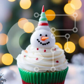 Intra Συλλεκτικό Ξύλινο Παζλ Plywood  4mm - Χιονάνθρωπος Cupcake με γιορτινά στολίδια Σε Ξύλινο Κουτί - Διαστάσεις: 10x10 cm – 25 κομμάτια - Image 1