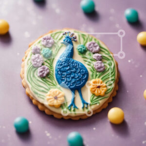 Intra Συλλεκτικό Ξύλινο Παζλ Plywood  4mm - Μπισκότο Peacock με μπλε και κίτρινα χρώματα Σε Ξύλινο Κουτί - Διαστάσεις: 10x10 cm – 25 κομμάτια