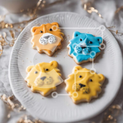 Intra Συλλεκτικό Ξύλινο Παζλ Plywood 4mm - Μπισκότα σε σχήμα λιονταριού σε λευκό πιάτο Σε Ξύλινο Κουτί - Διαστάσεις: 10x10 cm – 25 κομμάτια - Image 1