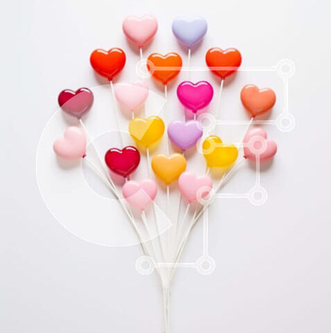 Intra Συλλεκτικό Ξύλινο Παζλ Plywood  4mm - Πολύχρωμο μπουκέτο γλειφιτζούρια σε σχήμα καρδιάς σε λευκό φόντο Σε Ξύλινο Κουτί - Διαστάσεις: 10x10 cm – 25 κομμάτια - Image 1