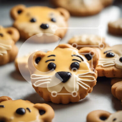 Intra Συλλεκτικό Ξύλινο Παζλ Plywood  4mm - Διακοσμημένα μπισκότα προσώπου λιονταριού Σε Ξύλινο Κουτί - Διαστάσεις: 10x10 cm – 25 κομμάτια - Image 1