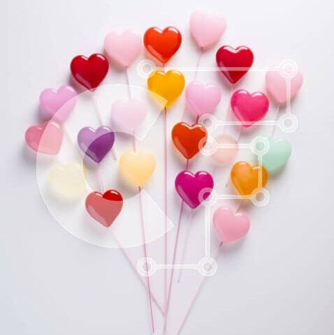 Intra Συλλεκτικό Ξύλινο Παζλ Plywood 4mm - Πολύχρωμα γλειφιτζούρια σε σχήμα καρδιάς σε ξυλάκια Σε Ξύλινο Κουτί - Διαστάσεις: 10x10 cm – 25 κομμάτια - Image 1