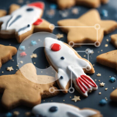 Intra Συλλεκτικό Ξύλινο Παζλ Plywood  4mm - Cookies με θέμα το διάστημα σε μαύρη επιφάνεια Σε Ξύλινο Κουτί - Διαστάσεις: 10x10 cm – 25 κομμάτια - Image 1