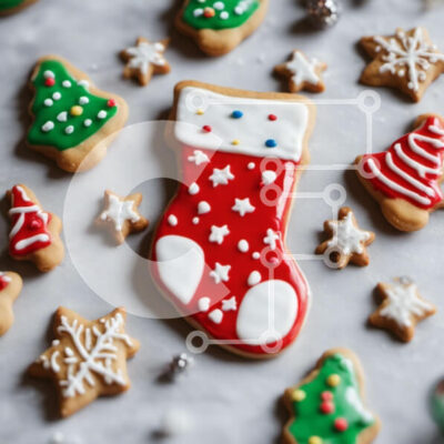 Intra Συλλεκτικό Ξύλινο Παζλ Plywood  4mm - Διακοσμημένα χριστουγεννιάτικα μπισκότα σε λευκό τραπέζι Σε Ξύλινο Κουτί - Διαστάσεις: 10x10 cm – 25 κομμάτια - Image 1