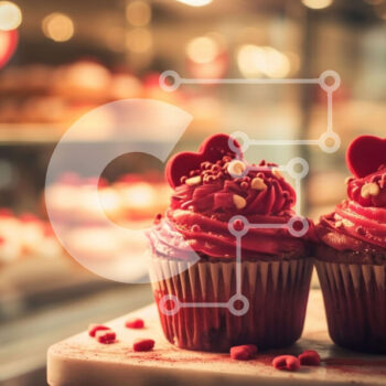 Intra Συλλεκτικό Ξύλινο Παζλ Plywood  4mm - Cupcakes με κόκκινο πάγωμα σε ξύλινο τραπέζι Σε Ξύλινο Κουτί - Διαστάσεις: 10x10 cm – 25 κομμάτια - Image 1