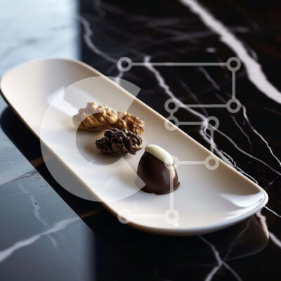 Intra Συλλεκτικό Ξύλινο Παζλ Plywood  4mm - Διάφορα επιδόρπια σε λευκό πιάτο Σε Ξύλινο Κουτί - Διαστάσεις: 10x10 cm – 25 κομμάτια - Image 1