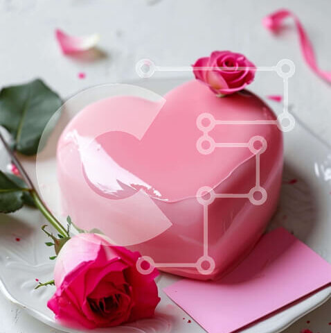 Intra Συλλεκτικό Ξύλινο Παζλ Plywood  4mm - Κέικ σε σχήμα καρδιάς με τριαντάφυλλα σε λευκό πιάτο Σε Ξύλινο Κουτί - Διαστάσεις: 10x10 cm – 25 κομμάτια - Image 1