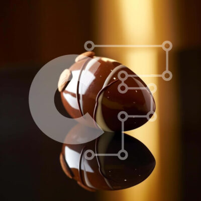 Intra Συλλεκτικό Ξύλινο Παζλ Plywood  4mm - Μαύρο σοκολατένιο αυγό με αμύγδαλα σε ανακλαστική επιφάνεια Σε Ξύλινο Κουτί - Διαστάσεις: 10x10 cm – 25 κομμάτια - Image 1