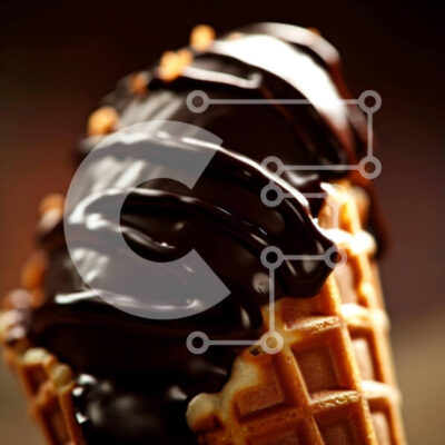 Intra Συλλεκτικό Ξύλινο Παζλ Plywood  4mm - Επιδόρπιο με χωνάκι βάφλας με σοκολάτα σε ξύλινη επιφάνεια Σε Ξύλινο Κουτί - Διαστάσεις: 10x10 cm – 25 κομμάτια - Image 1