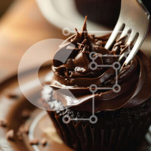 Intra Συλλεκτικό Ξύλινο Παζλ Plywood  4mm - Chocolate Frosted Cupcake με γλάσο και πιρούνι Σε Ξύλινο Κουτί - Διαστάσεις: 10x10 cm – 25 κομμάτια