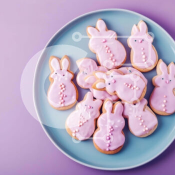 Intra Συλλεκτικό Ξύλινο Παζλ Plywood  4mm - Φρεσκοψημένα μπισκότα λαγουδάκι στο μπλε πιάτο Σε Ξύλινο Κουτί - Διαστάσεις: 10x10 cm – 25 κομμάτια - Image 1