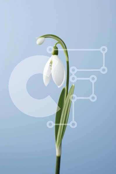 Intra Συλλεκτικό Ξύλινο Παζλ Plywood  4mm - Μονό λευκό λουλούδι χιονοστιβάδας σε μπλε φόντο Σε Ξύλινο Κουτί - Διαστάσεις: 10x10 cm – 25 κομμάτια