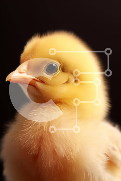 Intra Συλλεκτικό Ξύλινο Παζλ Plywood  4mm - Μικρό κίτρινο κοτόπουλο σε πρώτο πλάνο Σε Ξύλινο Κουτί - Διαστάσεις: 10x10 cm – 25 κομμάτια