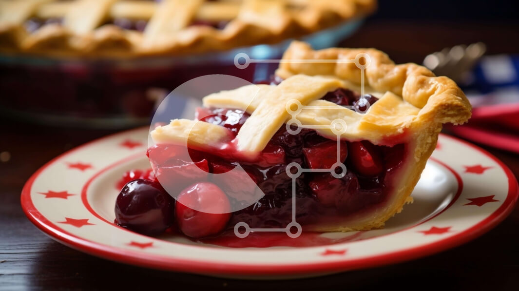 Intra Συλλεκτικό Ξύλινο Παζλ Plywood  4mm - Φέτα Cranberry Pie σε κόκκινο και άσπρο πιάτο Σε Ξύλινο Κουτί - Διαστάσεις: 10x10 cm – 25 κομμάτια