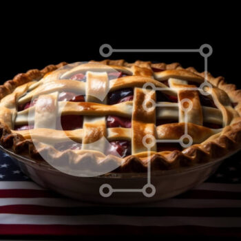 Intra Συλλεκτικό Ξύλινο Παζλ Plywood  4mm - Φρεσκοψημένη πίτα σε χαρτοπετσέτα αμερικανικής σημαίας Σε Ξύλινο Κουτί - Διαστάσεις: 10x10 cm – 25 κομμάτια - Image 1