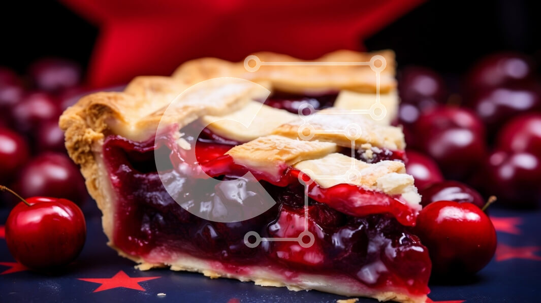 Intra Συλλεκτικό Ξύλινο Παζλ Plywood  4mm - Φέτα κερασιόπιτας σε πατριωτικές διακοσμήσεις Σε Ξύλινο Κουτί - Διαστάσεις: 10x10 cm – 25 κομμάτια