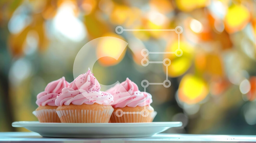 Intra Συλλεκτικό Ξύλινο Παζλ Plywood  4mm - Τρία ροζ cupcakes σε ένα άσπρο πιάτο Σε Ξύλινο Κουτί - Διαστάσεις: 10x10 cm – 25 κομμάτια