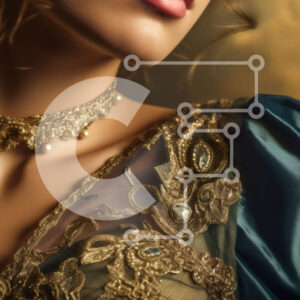 Intra Συλλεκτικό Ξύλινο Παζλ Plywood  4mm - Πορτρέτο μιας γυναίκας με μπλε φόρεμα με χρυσά αξεσουάρ Σε Ξύλινο Κουτί - Διαστάσεις: 10x10 cm – 25 κομμάτια