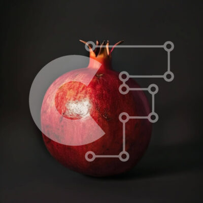 Intra Συλλεκτικό Ξύλινο Παζλ Plywood  4mm - Φρέσκο ​​κόκκινο ρόδι σε μαύρο φόντο Σε Ξύλινο Κουτί - Διαστάσεις: 10x10 cm – 25 κομμάτια - Image 1