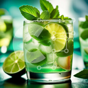 Intra Συλλεκτικό Ξύλινο Παζλ Plywood  4mm - Νόστιμο πράσινο κοκτέιλ Mojito με λάιμ και μέντα Σε Ξύλινο Κουτί - Διαστάσεις: 10x10 cm – 25 κομμάτια