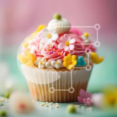 Intra Συλλεκτικό Ξύλινο Παζλ Plywood  4mm - Γλυκό και πολύχρωμο Cupcake με Pink Frosting και Sprinkles Σε Ξύλινο Κουτί - Διαστάσεις: 10x10 cm – 25 κομμάτια - Image 1