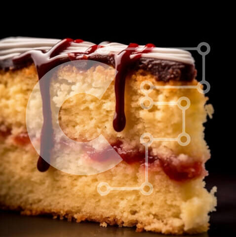 Intra Συλλεκτικό Ξύλινο Παζλ Plywood 4mm - Νόστιμη εικόνα κέικ σοκολάτας και βατόμουρου σε μαύρη επιφάνεια Σε Ξύλινο Κουτί - Διαστάσεις: 10x10 cm – 25 κομμάτια - Image 1