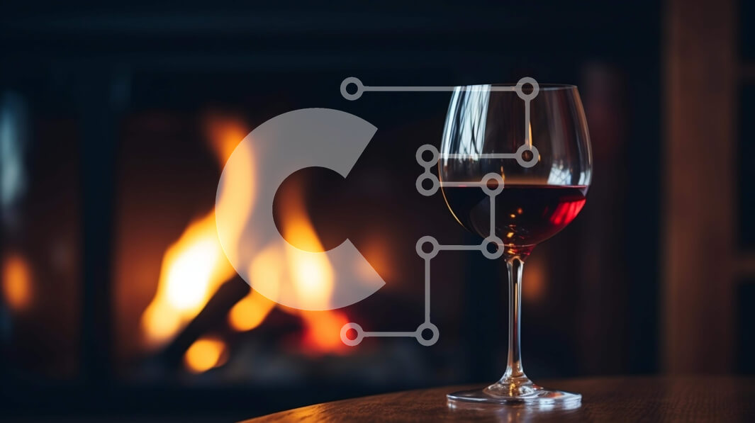 Intra Συλλεκτικό Ξύλινο Παζλ Plywood  4mm - Ποτήρι κόκκινο κρασί δίπλα στο τζάκι Σε Ξύλινο Κουτί - Διαστάσεις: 10x10 cm – 25 κομμάτια