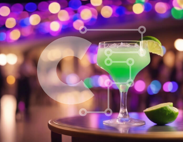 Intra Συλλεκτικό Ξύλινο Παζλ Plywood  4mm - Ποτήρι κοκτέιλ με πράσινο υγρό και γαρνιτούρα λάιμ Σε Ξύλινο Κουτί - Διαστάσεις: 10x10 cm – 25 κομμάτια