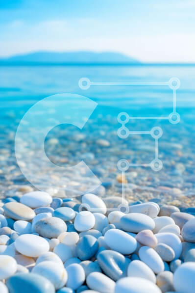 Intra Συλλεκτικό Ξύλινο Παζλ Plywood  4mm - Όμορφο παραθαλάσσιο τοπίο με λευκά βότσαλα και καταγάλανα νερά Σε Ξύλινο Κουτί - Διαστάσεις: 10x10 cm – 25 κομμάτια