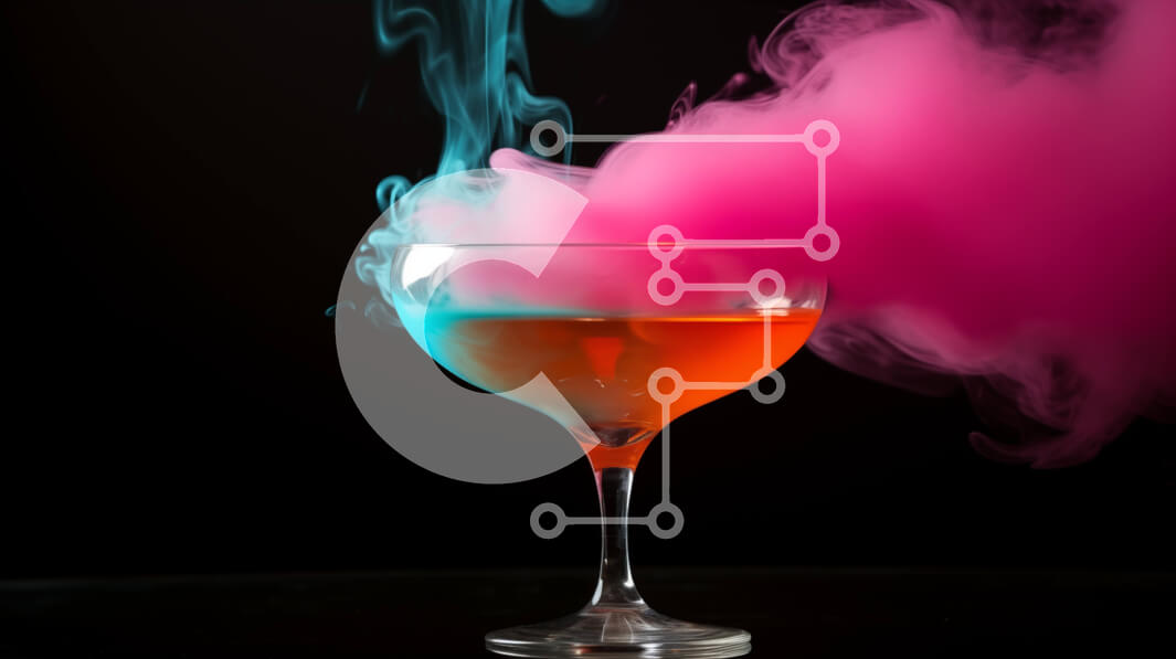 Intra Συλλεκτικό Ξύλινο Παζλ Plywood  4mm - Ποτήρι κοκτέιλ με ροζ, μπλε και μωβ καπνό Σε Ξύλινο Κουτί - Διαστάσεις: 10x10 cm – 25 κομμάτια