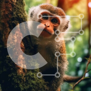 Intra Συλλεκτικό Ξύλινο Παζλ Plywood  4mm - Αξιολάτρευτη εικόνα ενός πιθήκου που κάθεται σε ένα κλαδί δέντρου σε ένα δάσος Σε Ξύλινο Κουτί - Διαστάσεις: 10x10 cm – 25 κομμάτια