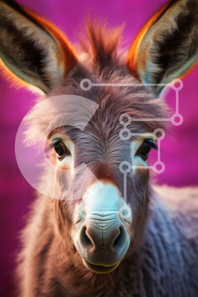 Intra Συλλεκτικό Ξύλινο Παζλ Plywood  4mm - Κοντινό πλάνο του προσώπου ενός γαϊδάρου Σε Ξύλινο Κουτί - Διαστάσεις: 10x10 cm – 25 κομμάτια