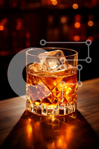 Intra Συλλεκτικό Ξύλινο Παζλ Plywood  4mm - Ποτήρι ουίσκι με παγάκια σε ξύλινο μπαρ Σε Ξύλινο Κουτί - Διαστάσεις: 10x10 cm – 25 κομμάτια