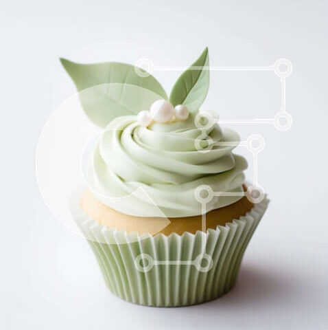 Intra Συλλεκτικό Ξύλινο Παζλ Plywood  4mm - Φρεσκοψημένο Cupcake με λευκό παγωμένο και πράσινα φύλλα Σε Ξύλινο Κουτί - Διαστάσεις: 10x10 cm – 25 κομμάτια - Image 1