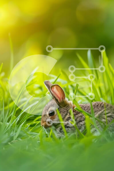 Intra Συλλεκτικό Ξύλινο Παζλ Plywood  4mm - Αξιολάτρευτο κουνέλι λαγουδάκι σε πράσινο γρασίδι Σε Ξύλινο Κουτί - Διαστάσεις: 10x10 cm – 25 κομμάτια