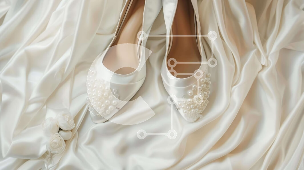 Intra Συλλεκτικό Ξύλινο Παζλ Plywood  4mm - Ζευγάρι Λευκά Νυφικά Παπούτσια με Πέρλες και Κρύσταλλα σε Σατέν Ύφασμα Σε Ξύλινο Κουτί - Διαστάσεις: 10x10 cm – 25 κομμάτια