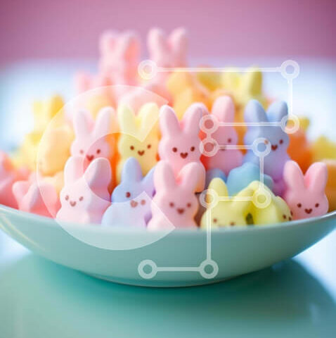 Intra Συλλεκτικό Ξύλινο Παζλ Plywood  4mm - Πολύχρωμο Marshmallow Peeps στο μπολ Σε Ξύλινο Κουτί - Διαστάσεις: 10x10 cm – 25 κομμάτια - Image 1