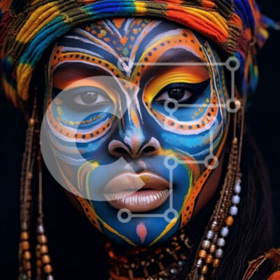 Intra Συλλεκτικό Ξύλινο Παζλ Plywood 4mm - Όμορφη γυναίκα με πολύχρωμη μπογιά προσώπου και κοσμήματα Σε Ξύλινο Κουτί - Διαστάσεις: 10x10 cm – 25 κομμάτια - Image 1