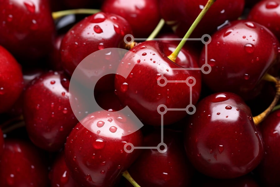 Intra Συλλεκτικό Ξύλινο Παζλ Plywood  4mm - Κόκκινα κεράσια με σταγονίδια νερού Σε Ξύλινο Κουτί - Διαστάσεις: 10x10 cm – 25 κομμάτια